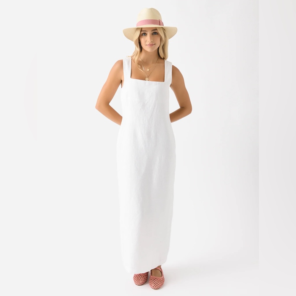 Posse Alice Dress White Linen Midi / Maxi Size S